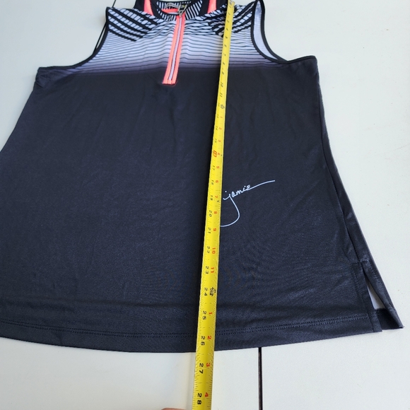Jamie Sadock Sleeveless Zip Golf Top Pink Black Print Stretch Performance L - Picture 8 of 12